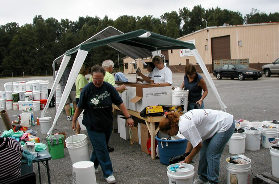 Food supplies being sorted